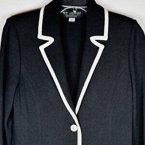 St. John Collection by Marie Gray Black & Ivory Knit Jacket Sz 2